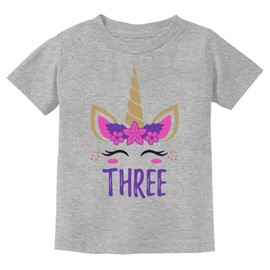Tstars Gift for 3 Year Old Girl Unicorn 3rd Birthday Toddler Kids T-Shirt 4T Gray