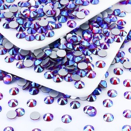 Briskbloom Flatback Crystal Rhinestones Round Gems for Nail Art and Craft Clothes Glue Fix, Fucshia AB (6.4-6.6mm) SS30/288PCS