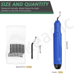 Keadic Deburring Tool Kit,Hand Metall Entgraten Werkzeug NB1100 Griff + 11 Stück BS1010 Rotary Entgraten Klingen, Entgraten Werkzeug 3D-Druck Holz/Kunststoff/Aluminium/Kupfer und Stahl