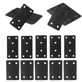 5 PCS 60x38MM & 5 PCS 80x40MM Black Stainless Steel Flat Joining Plates - Perfect for Wall Plate Hangers, Sleeper Supports, Composite Decking Screws, and Fence Post Repair
