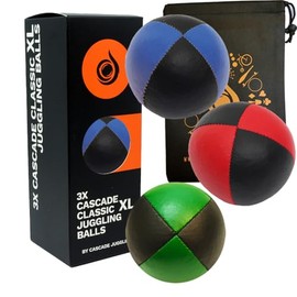 3 x Pro Cascade XL 180g Juggling Balls - Large Sized Quality Thud Beanbags & Bag - Set of 3 Juggling Balls (Black Theme)