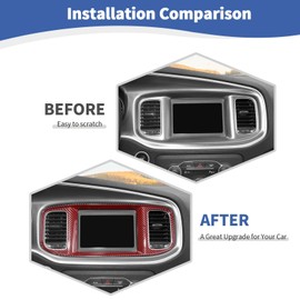 RT-TCZ for Charger Red Center Dash 7" Display Trim Cover for Dodge Charger 2015-2023 ABS Red Carbon Fiber Interior Accessories (Not fit 8.4inch Screen)