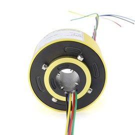 Taidacent Through Bore Electrical Slip Ring Rotate Conductive Energization Collector Ring Brushes Hollow Shaft Slip Ring (6 Wire Inner Hole 25.4mm X OD 86mm)