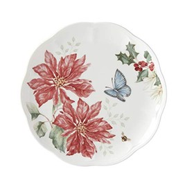 LENOX 884600 Butterfly Meadow Poinsettia Accent Plate, 1.04 LB, Red