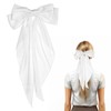 Large Hair Bow Clips for Women, White Silky Satin Hair