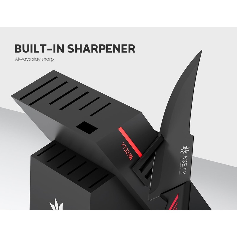 Knife Set - 15 PCS Kitchen Knife Set with Built-in