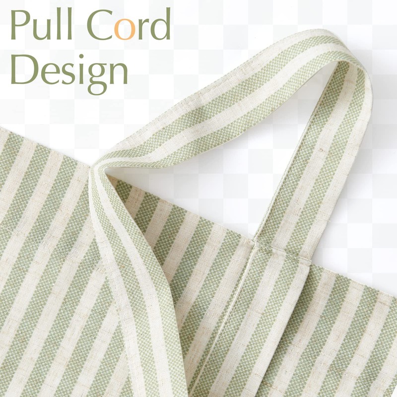 jinchan Tie Up Linen Textured Striped Bow Tie Curtain for