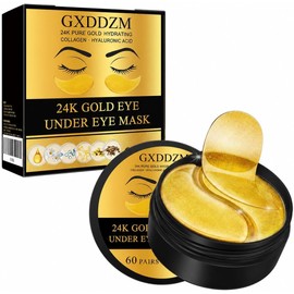 Parches Dorados de Hidrogel para Ojos, 60 Pares Parches dorados de hidrogel para complementar el cuidado del contorno de ojos; frasco compacto con 60 pares.