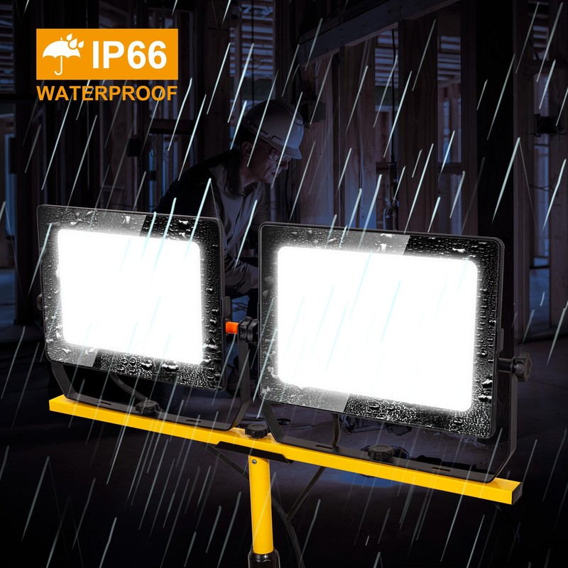 20000 Lumen Work Lights with Stand, 200W Dual Head LED