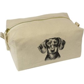'Dachsund Dog Portrait' Canvas Wash Bag/Makeup Case (CS00040532)