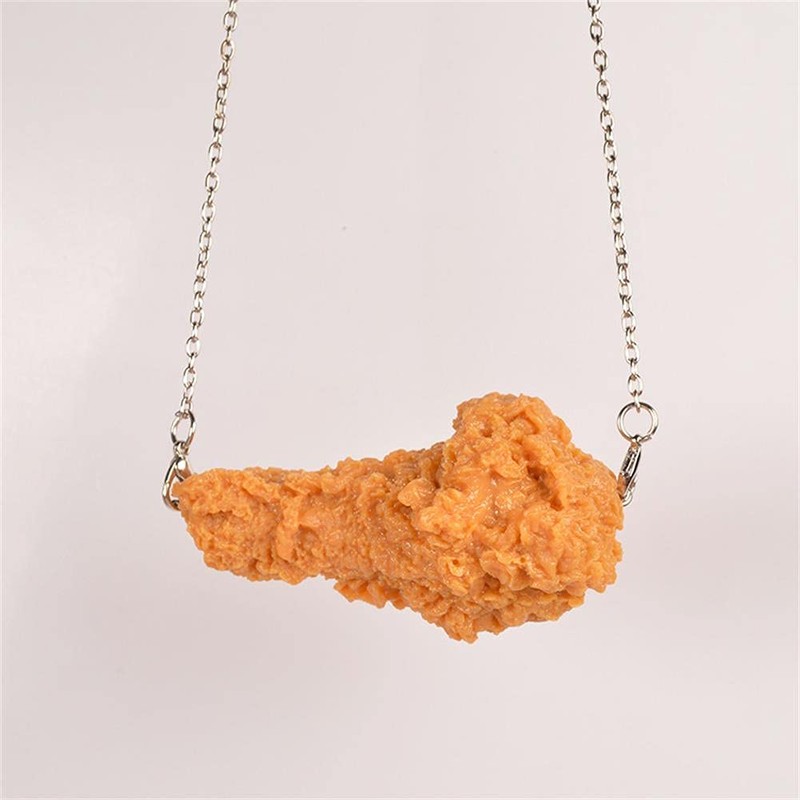 Hanmade Simulation Fried Chickens Pendant Necklace Funny Creative Resin Simulation