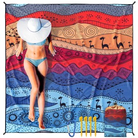 AISPARKY Beach Blanket Waterproof Sandproof Oversized 79" X 83" Lightweight Quick Drying Outdoor Vacation Essentials Picnic Mat for Camping,Travel,Hiking