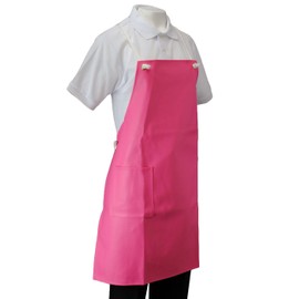 Fuji Vinyl Industrial Color Vinyl Apron, Waterproof, Leather-like, Commercial Use, Bib Plaque, Unisex, With Pockets, One Size Fits All, Pink