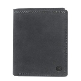 HC Men's High-Quality Wallet Portrait Format Antique Leather RFID Protection, black, purse