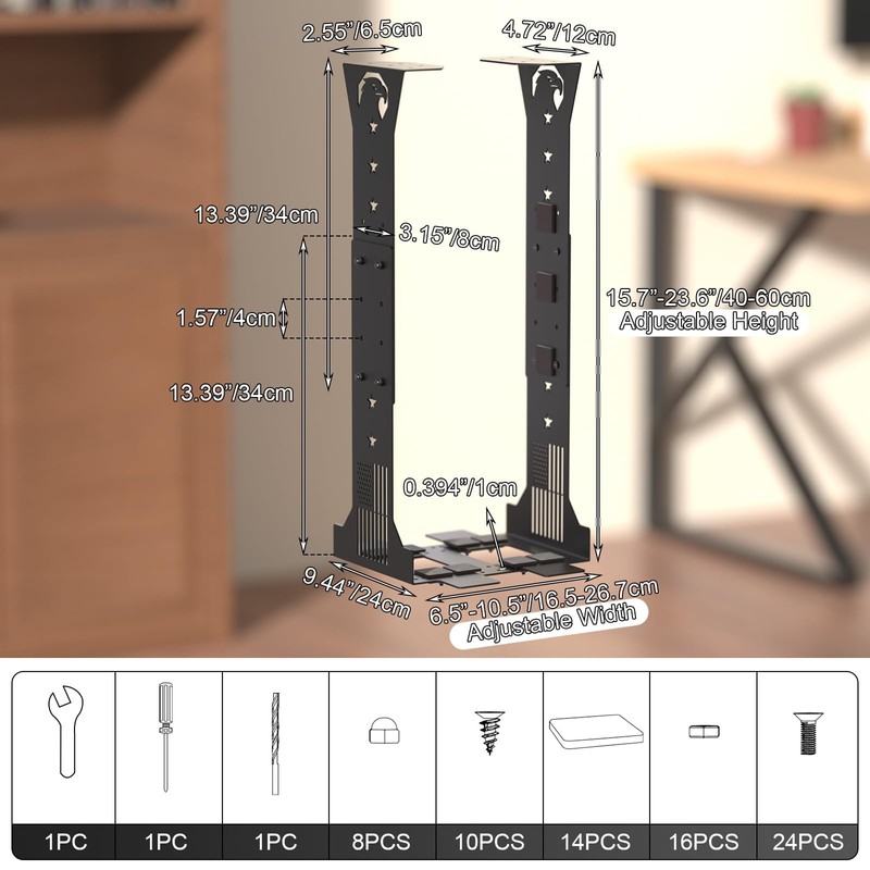 Adjustable Under Desk PC Mount - Black