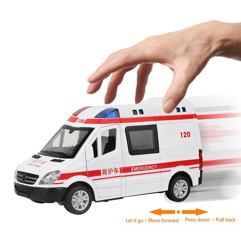 1:36 Hospital Rescue Ambulance Diecast Alloy Model With Pull Back