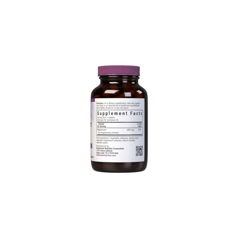 Bluebonnet -Citrato de Magnesio - 60 Cápsulas - Sin Gluten