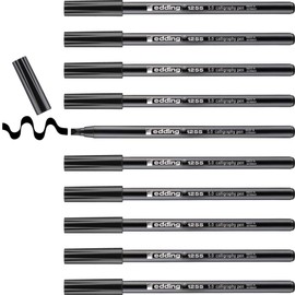 edding 1255 calligraphy pen - black - box of 10 - calligraphy nib 5 mm - fibre pen for paper, wood, terracotta, canvas - hand lettering, bullet journals, thank you cards, calligraphy books