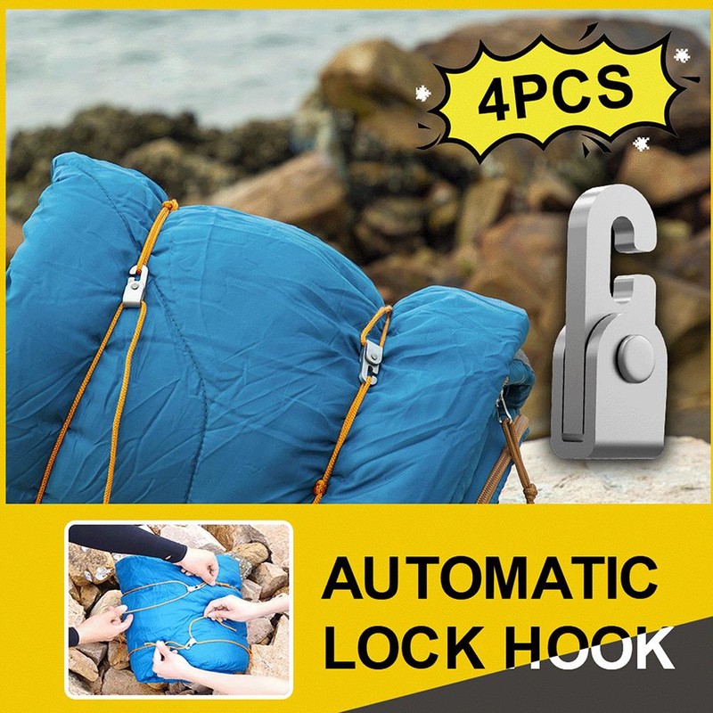 4PCS Automatic Lock Hook Self Locking Easy Tighten Rope Kit