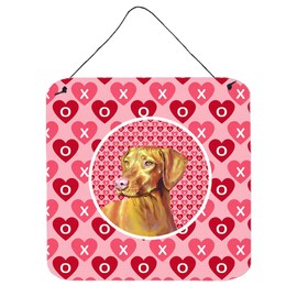 Caroline's Treasures Vizsla Valentine's Love and Hearts Aluminum Metal Wall or Door Hanging Prints, 6 x 6, Multicolor