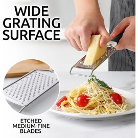 Zulay Kitchen Professional Cheese Grater Stainless Steel 2 Pack, Lemon Zester, Black