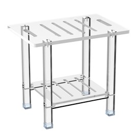 Sumerflos Acrylic Shower Bench for Inside Shower - 18.58" L x 12.60" W x 16.34" H Bathroom Shower Stool with Storage Shelf Heavy Duty (Hold Up to 400lbs) for Shaving Legs Waterproof Non-Slip
