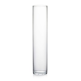 WGV Quality Thick Cylinder Glass Vase, Diameter 5", Height 24", Clear, Floral Planter Container, Tall Centerpiece Arrangement for Wedding Event Home Decor, 1 Piece