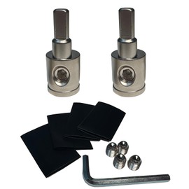 Heavy-Duty Brass Amp Input Reducers (1/0 AWG to 4 AWG) - Set of 2 with Heat Shrink Tubing for Car Audio Accessories
