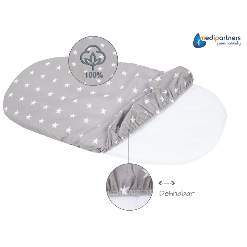 Medi Partners Fitted Sheet for Pram, 86 x 40 cm,