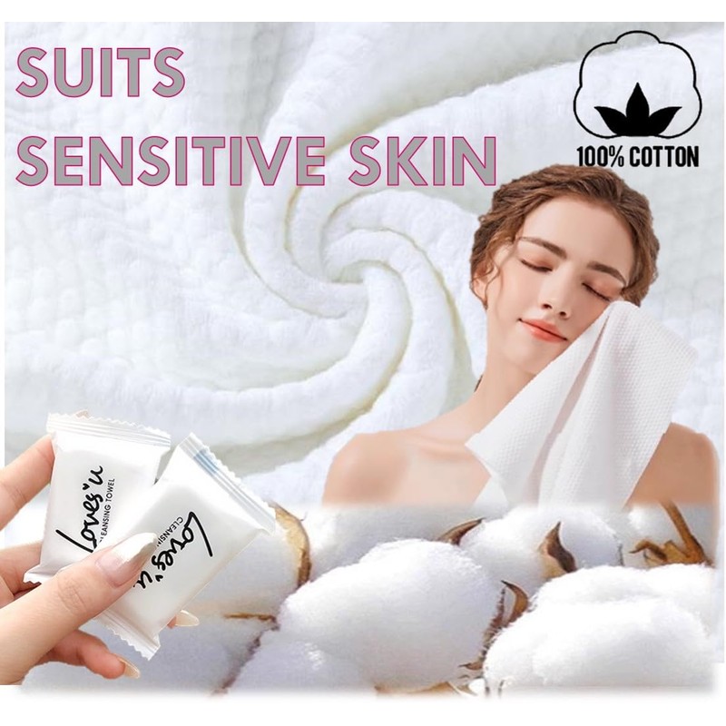 Premium Disposable Washcloths for travel, 40pcs Portable Disposable Pure Cotton
