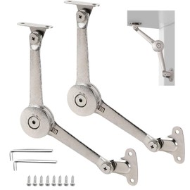 Oiieco Pack of 2 Lid Support Hinge 360° Flap Holder Soft Close Lid Support Hinges Satin for Kitchen Door Wardrobe with Screws and Allen Key