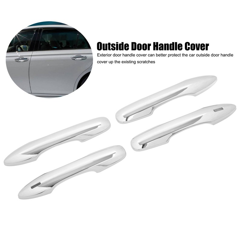 4PCS Exterior Door Handle Cover Trim ABS Chrome Self Adhesive