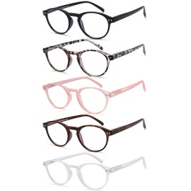 EYEURL 5-Pack Small Round Reading Glasses for Women Men Blue Light Blocking Eyeglasses Round Computer Glasses With Spring Hinges TR90 Lightweight Readers for Women,3.5