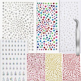 3240 Piezas Autoadhesivas Brillos para Decorar, 7 Hojas Gemas Faciales