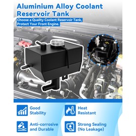Aluminium Alloy 68364312AC Coolant Reservoir Tank, Front Engine Coolant Expansion Tank for Jeep Wrangler JL JLU 2018-Present, Gladiator JT 2.0&3.6L 2020-Present Coolant Expansion Bottle