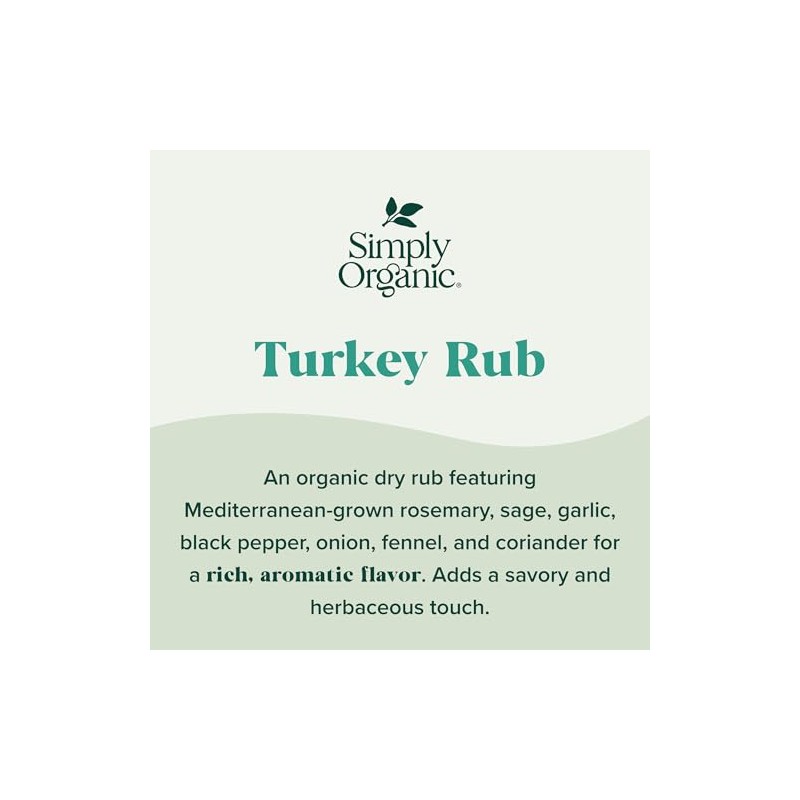 Simply Organic Turkey Rub, Certified Organic | 2.43 oz