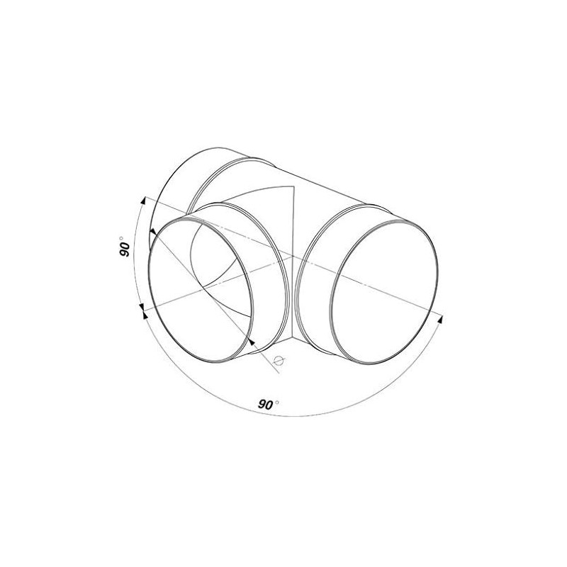 Round Pipe Connector 100 mm/4" T Connector 3 Way Adapter