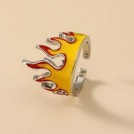 Caiyao Fire Flame Finger Ring Blaze Fire Crown Knuckle Joint Finger Band for Women Men Jewelry Gifts-A fire