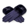 Rose Black Women's Elegant Suede Gloves with Fur - Finest