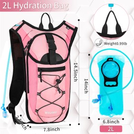 WELIDAY Hydration Backpack with 2L Water Bladder, Lightweight Hydro Pack for Cycling, Running, Hiking, Climbing (Pink, 2L Water Bladder)