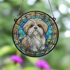 Image Industry Shih Tzu Stained Glass Effect Suncatcher - Garden Gift - Dog Gift - Pet Memorial (19cm)