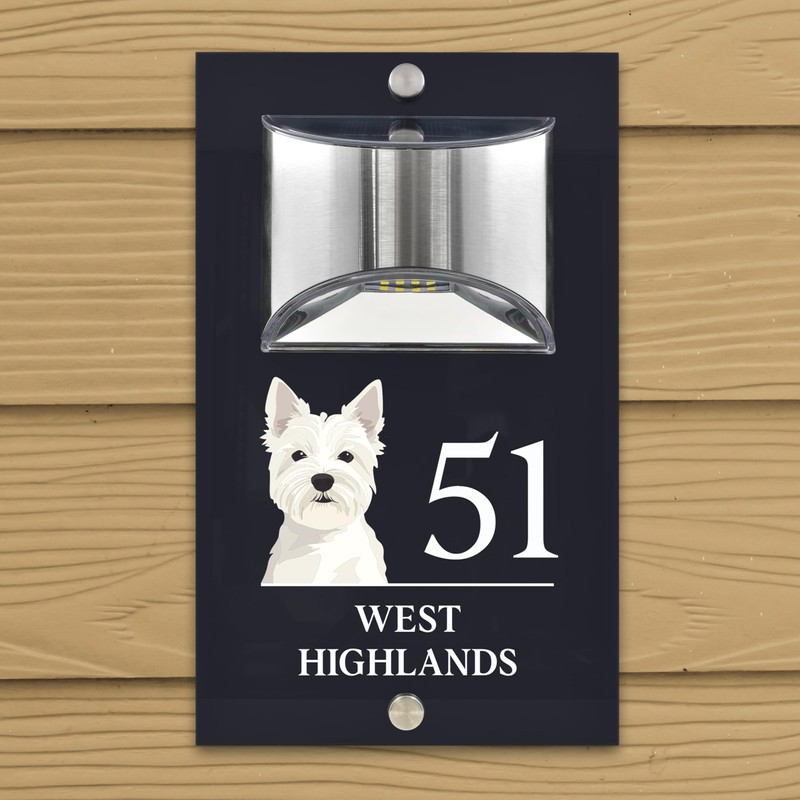 Custom Signs Solar Illuminated Modern Anthracite House Number Sign 24cm