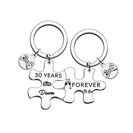 HULALA 5th 6th 9th 10th 11th 15th 20th 25th 30th 35th 40th 45th 50th Wedding Anniversary Matching Keyrings Gifts For Husband Wife Couple Parents Forever To Go Keychains (30 years)