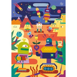 Clementoni 26061, Robots Supercolor Double Face Puzzle for Children - 60 Pieces, Ages 5 years Plus