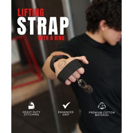 Ekkovision Weight Lifting Straps With Cuffed D Ring, Wrist Support, Heavy Duty Thick Comfortable Lifting Straps, Secure Fit, Enhanced Grip, Black