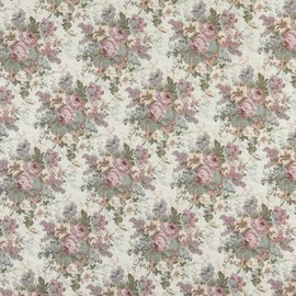 B400 Pink Blue and Green Floral Tapestry Upholstery Fabric by The Yard