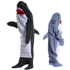 Ancokig Shark Blanket Adult Wearable Shark Blanket Hoodie Super Soft Wearable Blanket Sleeping Bag Cosplay Shark Costume Blanket Gifts, darkgray