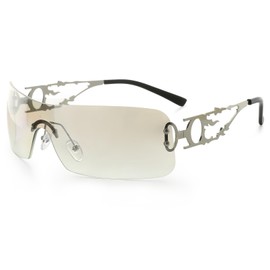 YOGFIT Rimless Y2K Sunglasses for Women Men Fashion Wrap Around Futuristic Cool Sunglasses