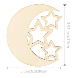 20Pcs Moon Star Shape Wooden Christmas with Twines Art Unfinished Ornaments for Christmas Wedding Birthday Party Christmas Thanksgiving Day Decoration