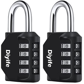 Diyife 2PCS Candado de Combinación de 4 Dígitos, Candado por Contraseña Resistentes la Intemperie al Aire Libre, Cerraduras Reajustables, para Casillero de Gimnasio, Valla, Caja de Herramientas,Puerta